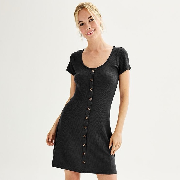 SO Juniors Black Buttoned Short Sleeve Dress - Picture 1 of 6